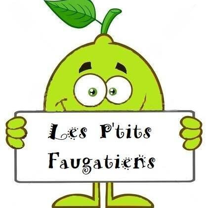 un citron vert tient le banneau avec le mot les p'tits Faugatiens