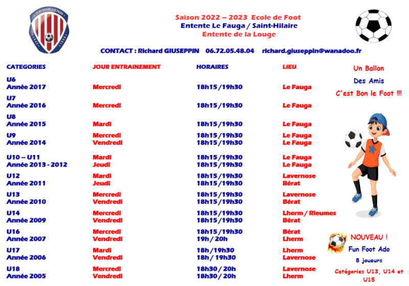 planning des matches