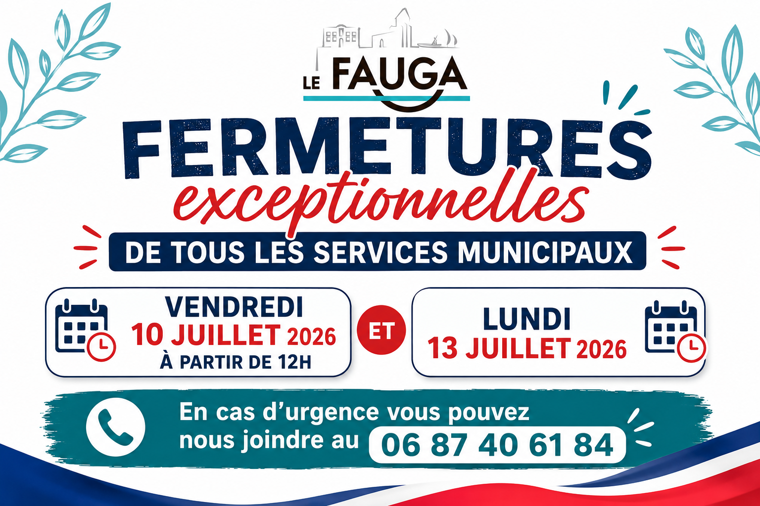 Fermetures des services municipaux