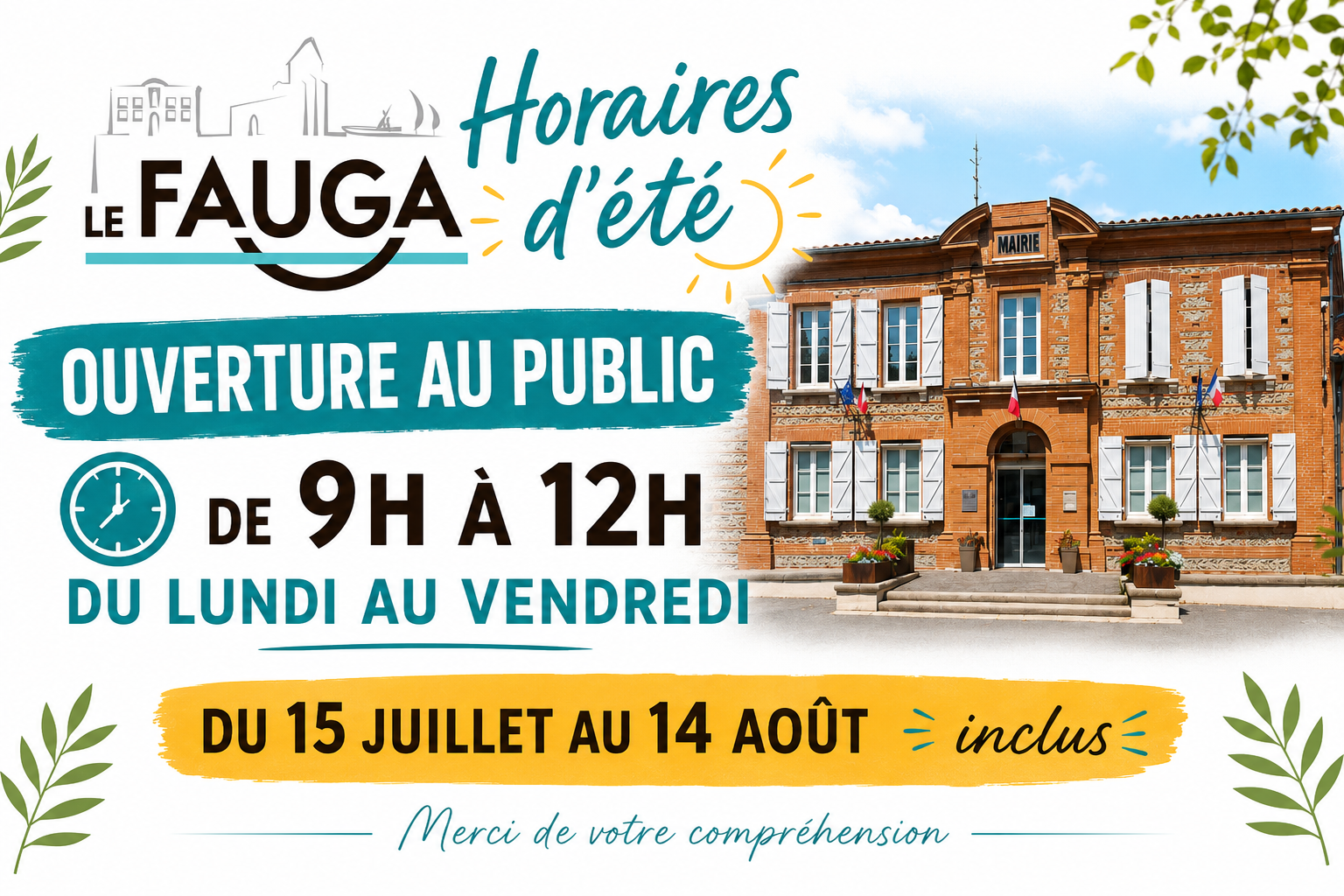 Horaires d'été Mairie